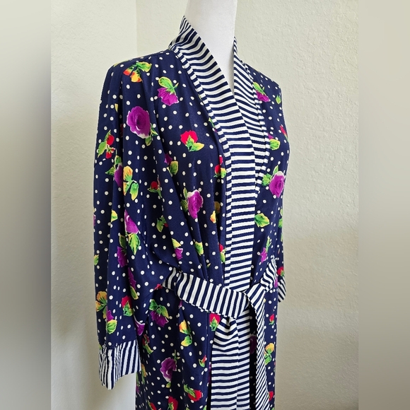 Victoria’s Secret Vintage Kimono Robe Gold Tag Floral Purple Red Blue One Size🌸 - Picture 4 of 10